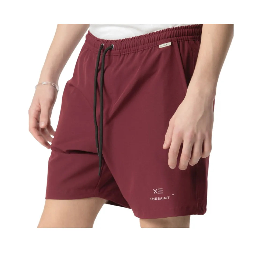 SHORTS THESAINT MAFIA " NYLON FLAG - BORDEAUX "